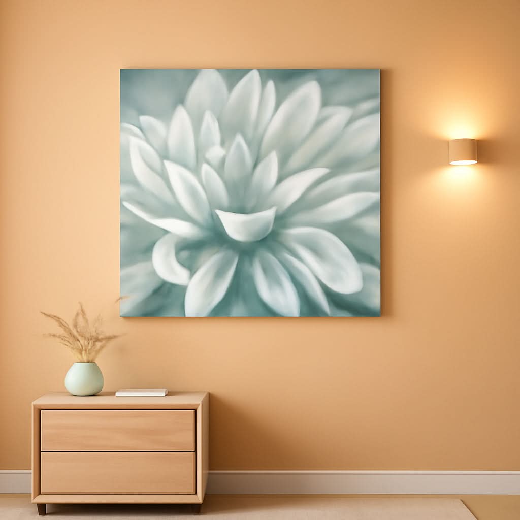 Seafoam Abstract Floral Wall Art 36x24 Green Canvas – main view