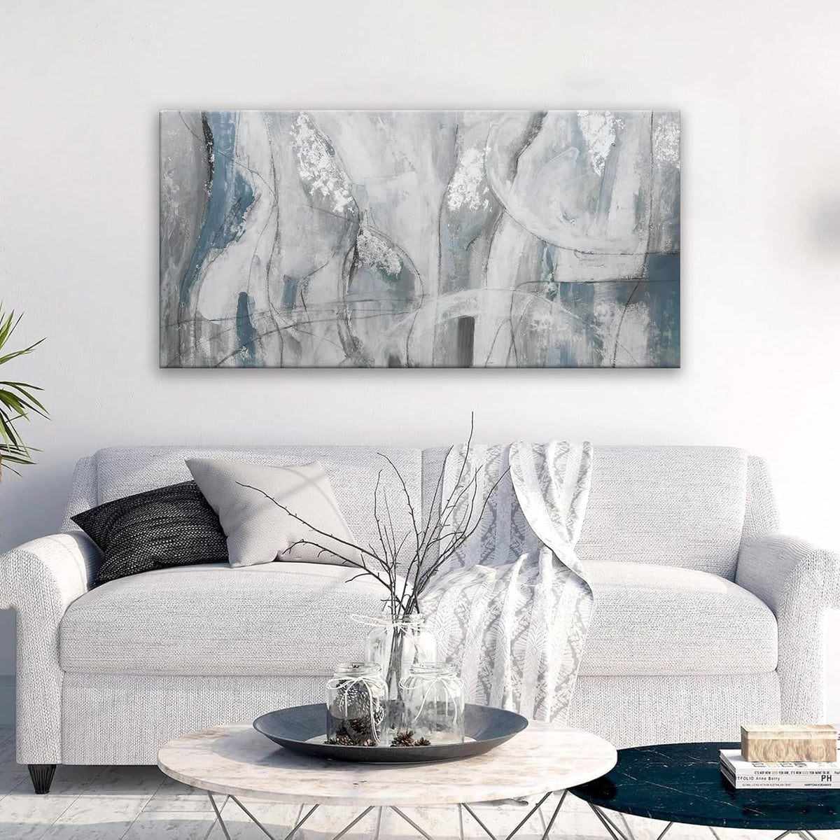 Expression Abstract Wall Art 20x40 White Canvas for Living Room – image 5