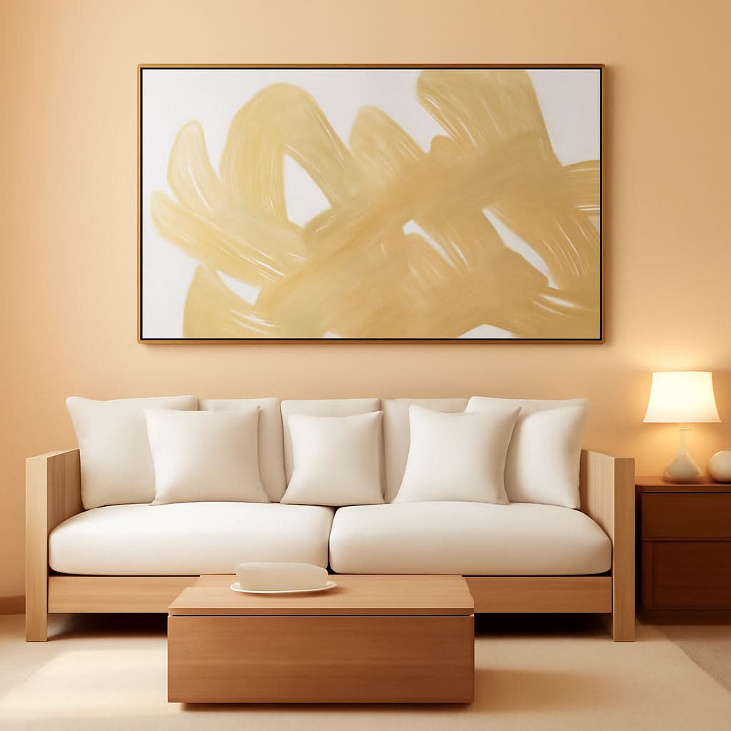 Abstract Wall Art 29x58 White Gold for Living Room – main view