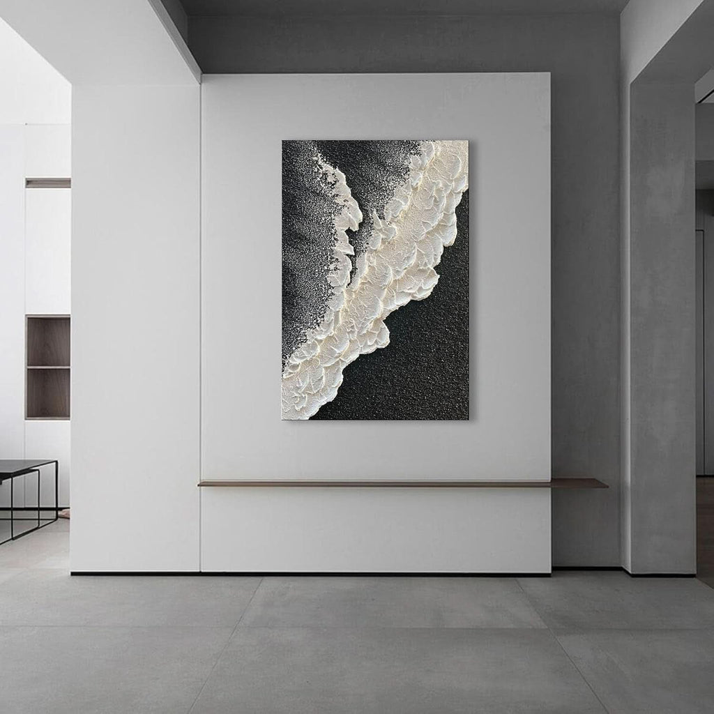 Black and White Wall Art 24x36 Hand-Painted Canvas – image 4