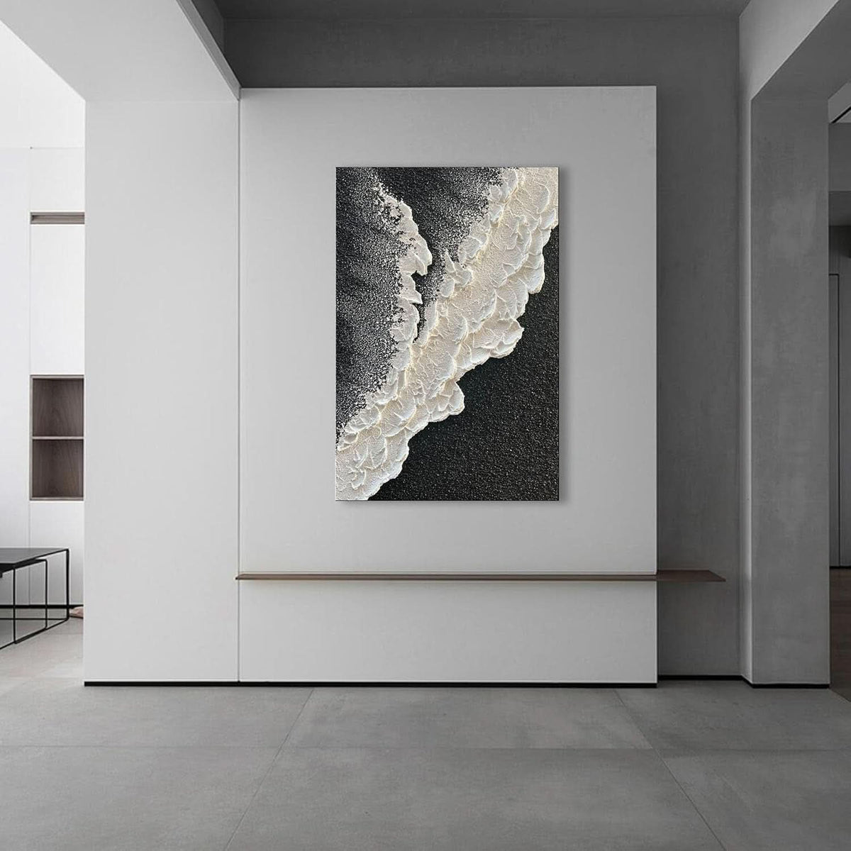 Black and White Wall Art 24x36 Hand-Painted Canvas – image 4