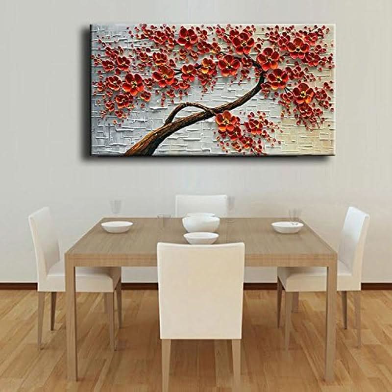 Scarlet Flowers Floral Wall Art 24x48 Hand-Painted – image 6