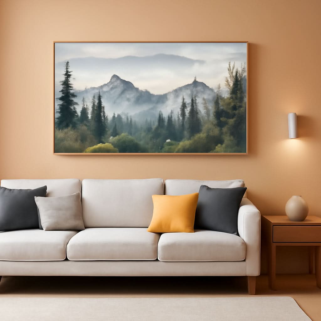 Abstract Landscape Wall Art 20x40 Framed Canvas for Living Room – main view