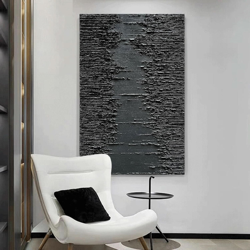 Abstract Wall Art 45x30 Hand-Painted Black for Living Room – image 4