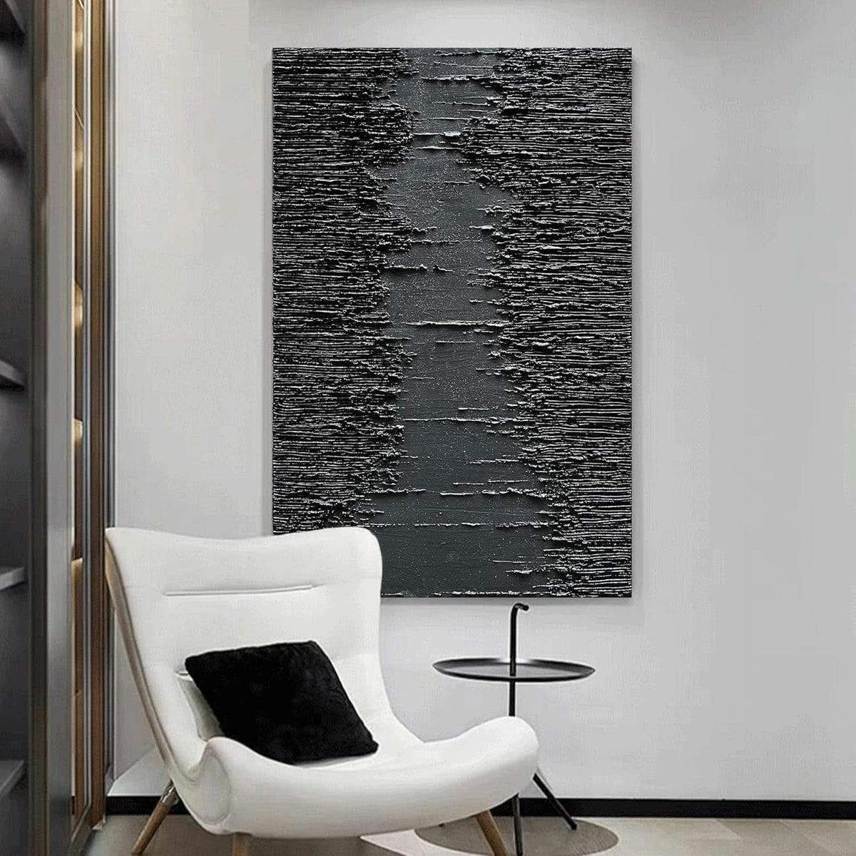 Abstract Wall Art 45x30 Hand-Painted Black for Living Room – image 4