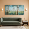 Birch Tree Landscape Wall Art 24x48 Framed Teal Canvas – main view