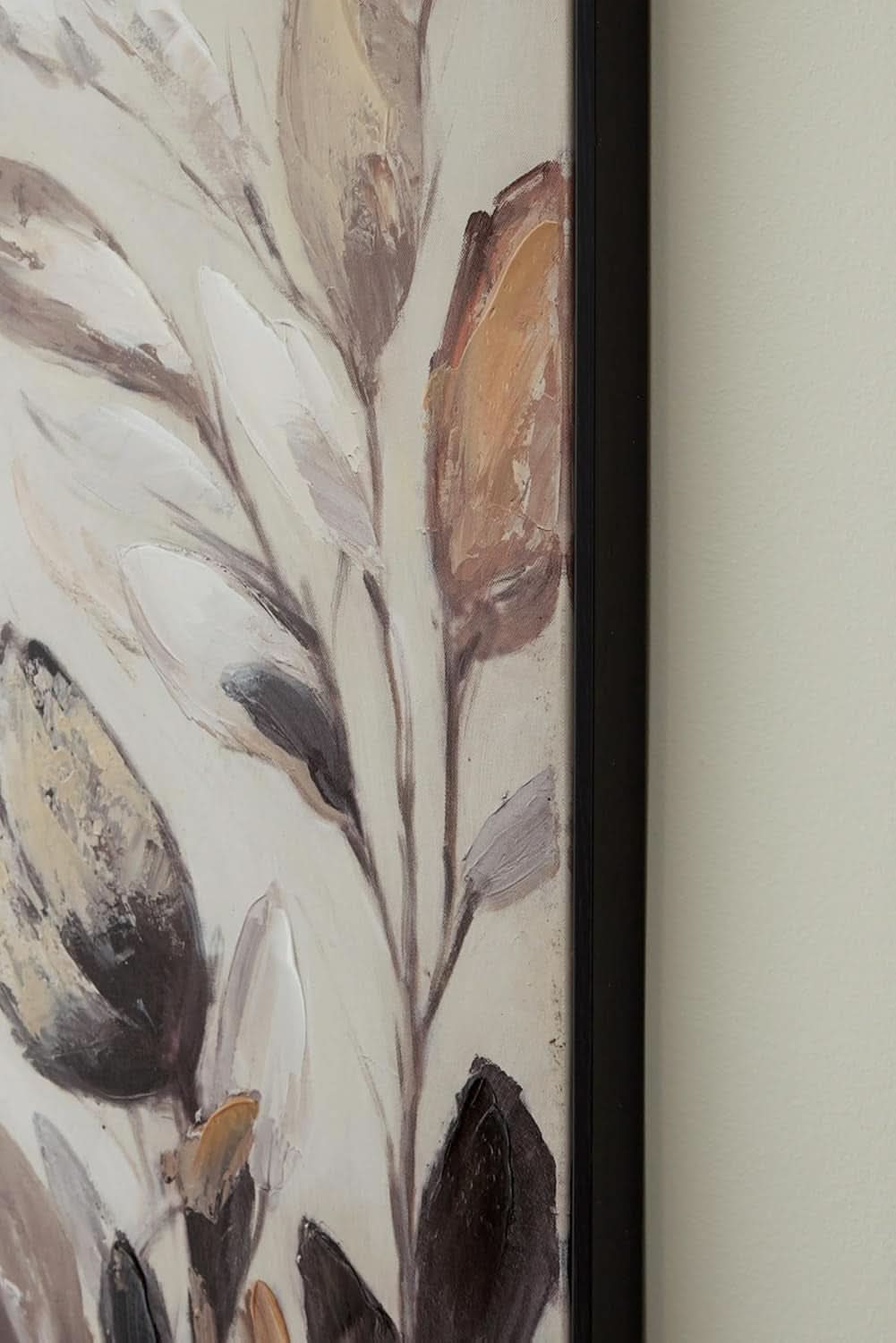 Floral Wall Art 40x40 Framed Tan Canvas for Living Room – image 5