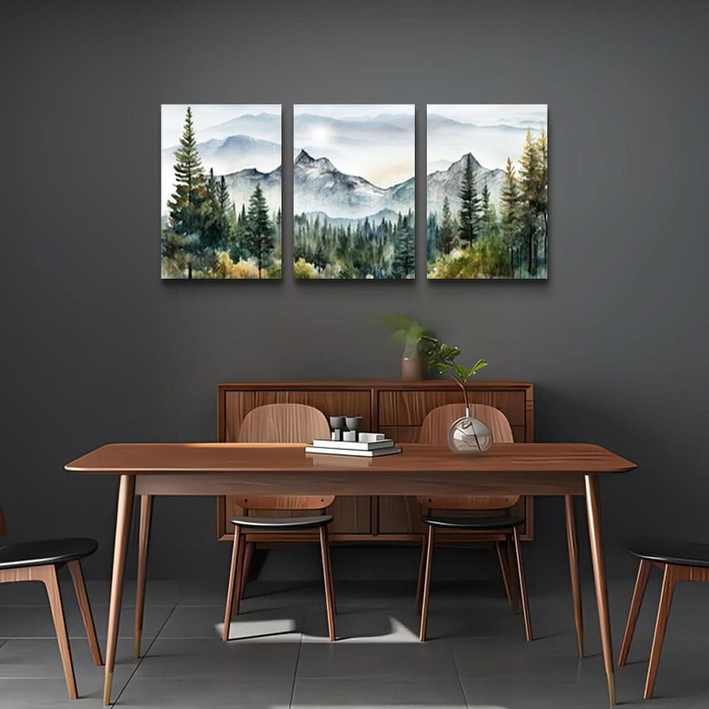 Forest Mountain Abstract Landscape Wall Art Set of 3 , 12x16 in – image 2