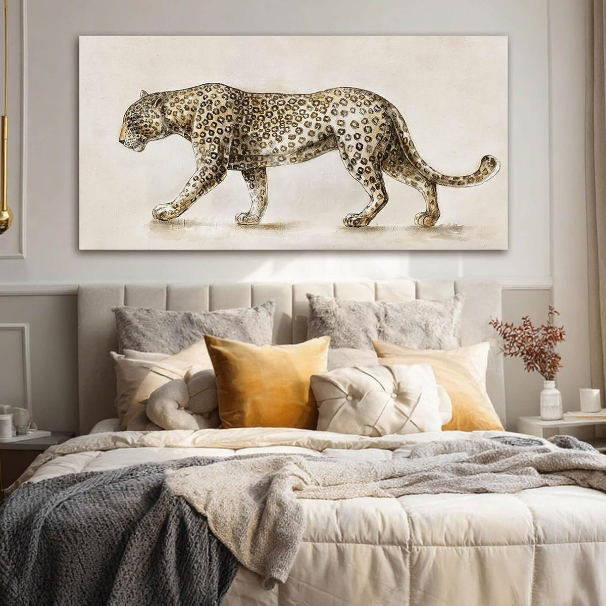 Leopard Wall Art 20x40 Gray Neutral Canvas for Living Room – image 4