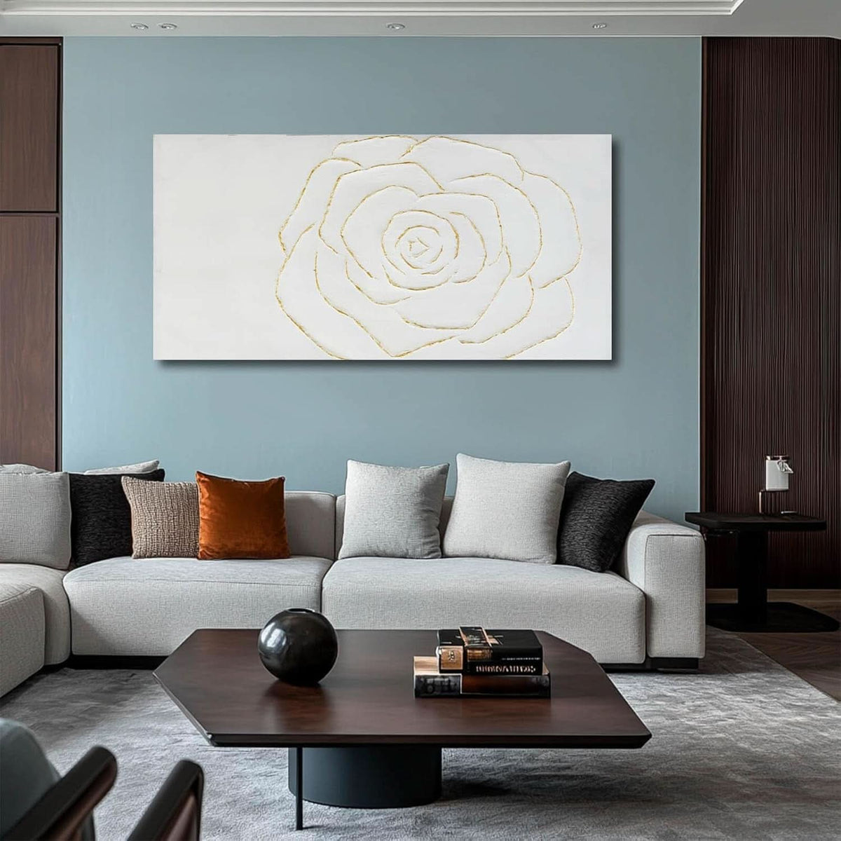 Textured Floral Wall Art 24x48 Hand-Painted Gold for Living Room – image 2