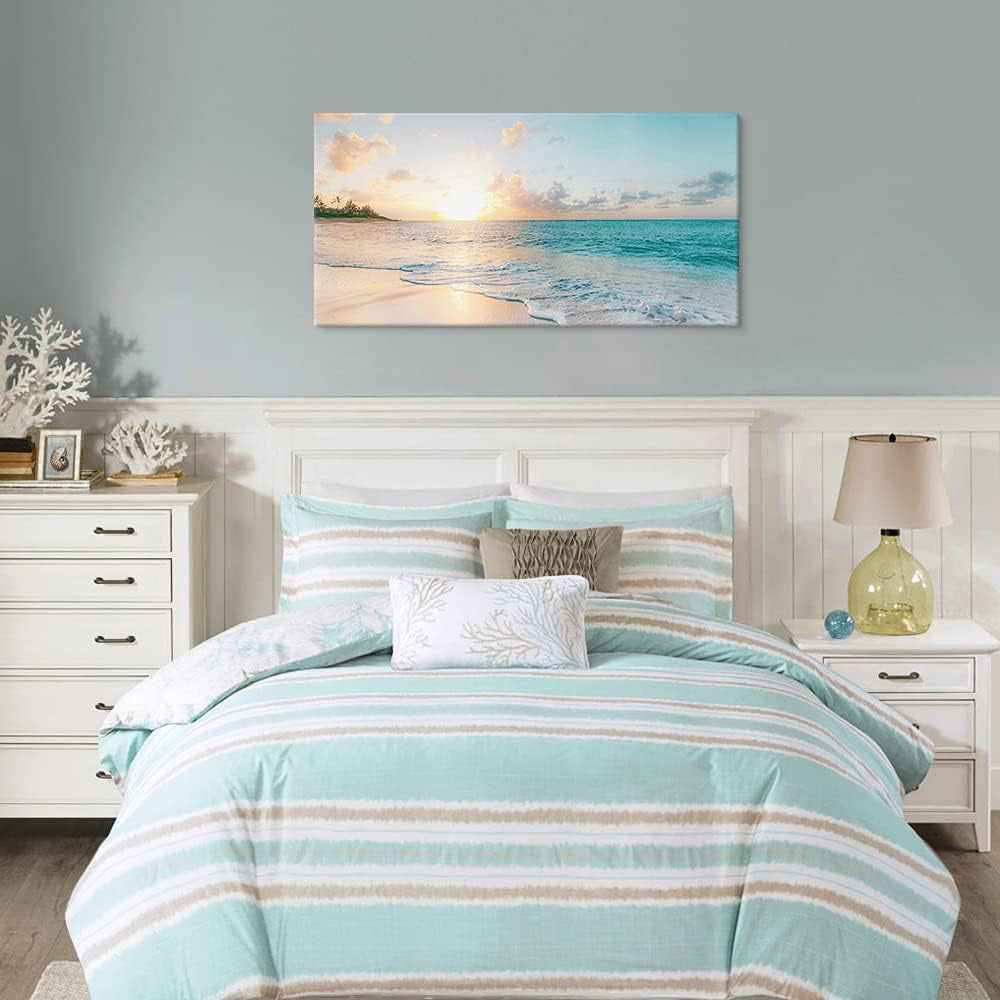 Sunset Coastal Wall Art 20x40 Blue Canvas for Living Room – image 6