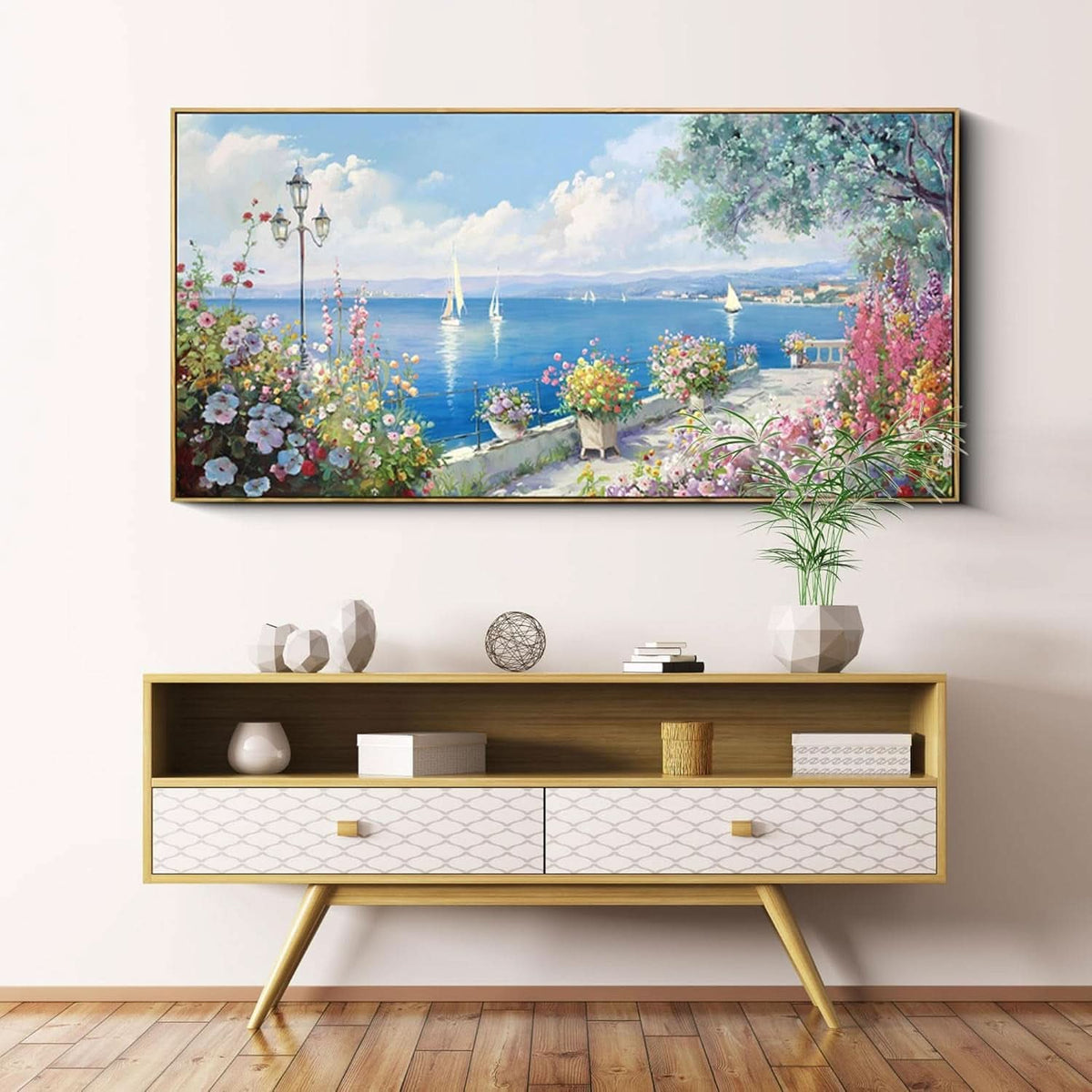 Seascape Ultramarine Coastal Wall Art 58x29 Canvas – image 3