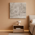 Tree of Life Textured Landscape Wall Art Hand-Painted Grey Canvas – main view