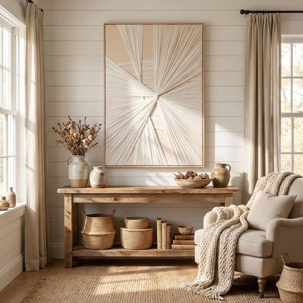 Textured Boho Wall Art 30x45 Beige Canvas for Living Room – image 3