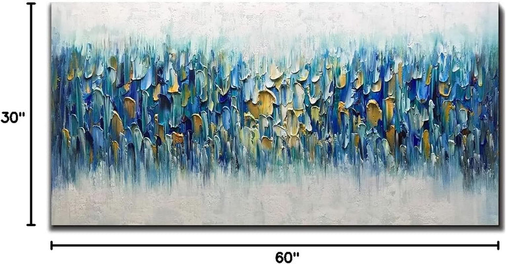 Gradient Palette Abstract Wall Art 30x60 Hand-Painted Teal Blue Canvas – image 8