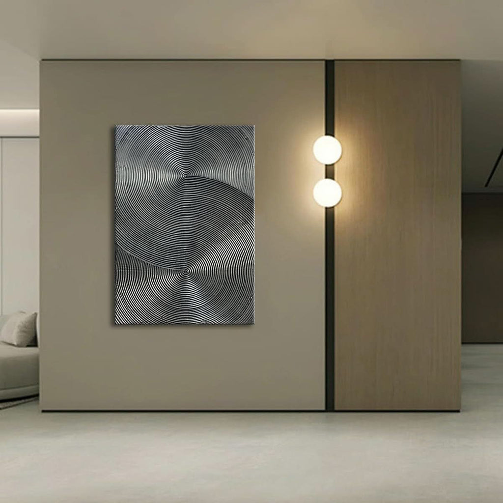 Multidimensional 3D Wall Art 28x40 Hand-Painted Silver Gray – image 4