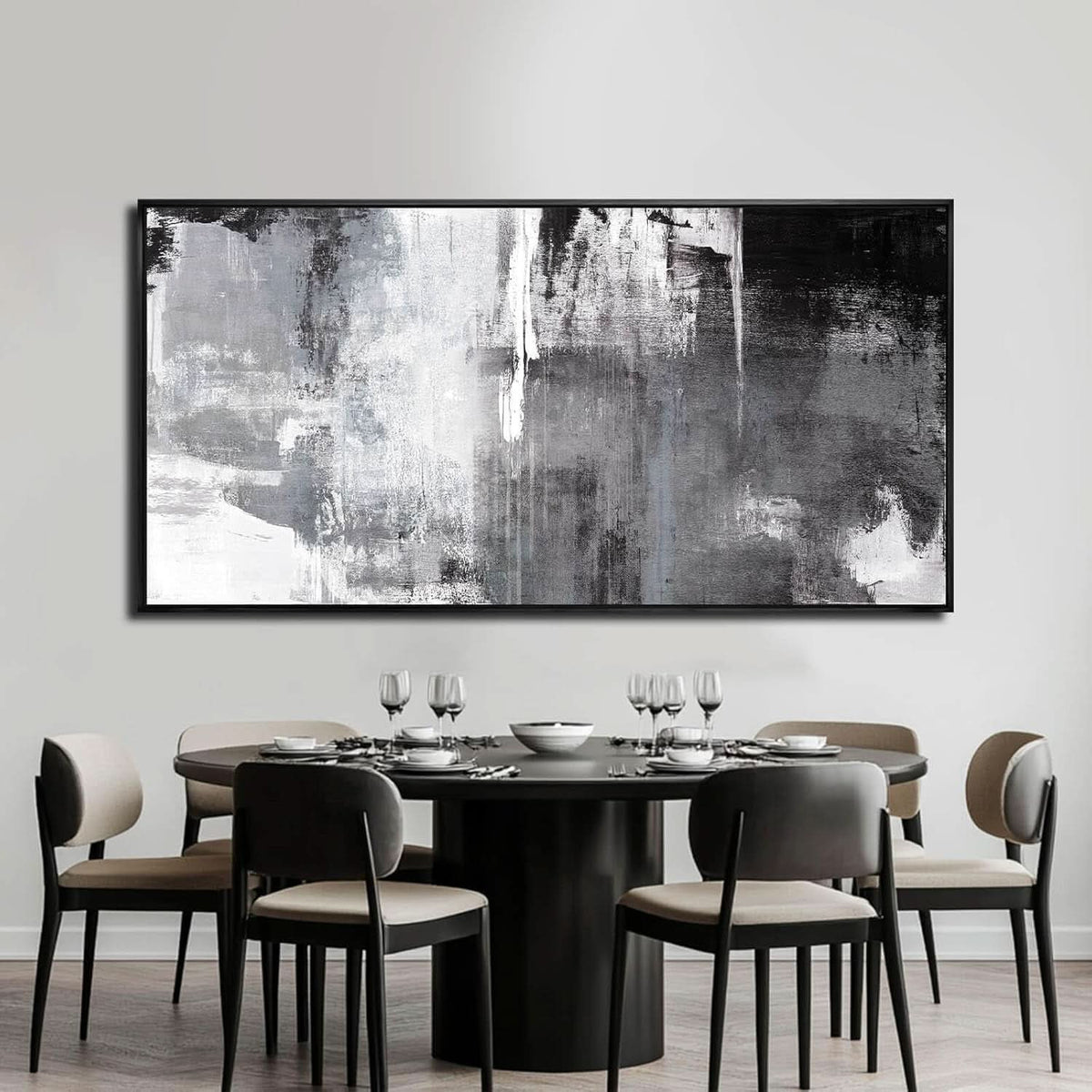 Black and White Abstract Wall Art 30x60 Canvas for Living Room – image 5
