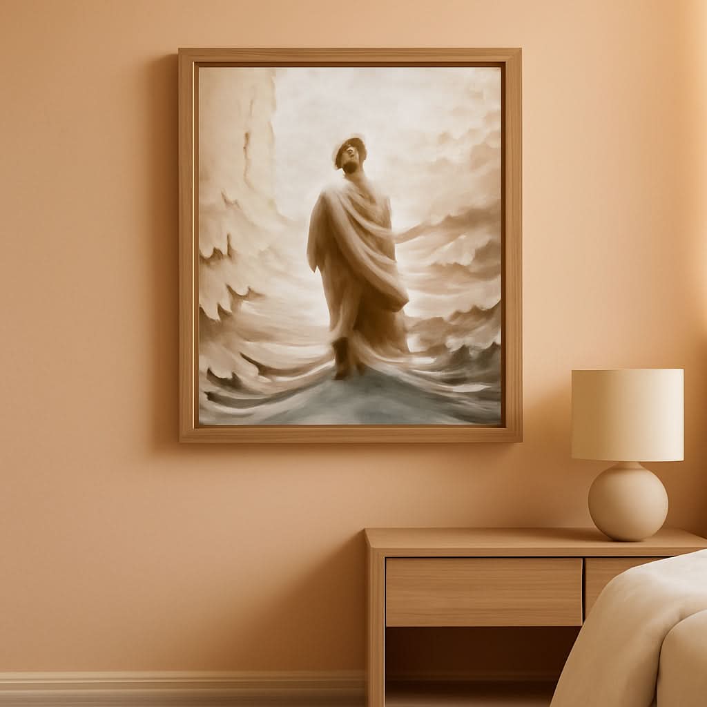 Jesus Walking on Water Sandstone Christian Wall Art 12x16 Sandstone – main view