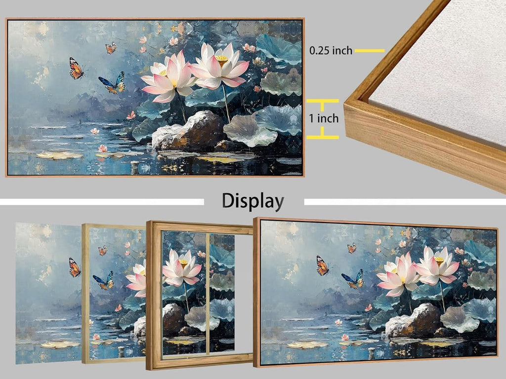 Lotus Floral Wall Art 40x20 Framed Canvas for Living Room – image 7