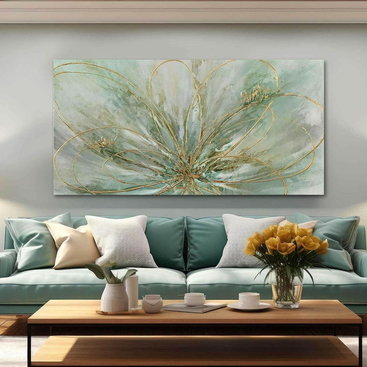 Abstract Floral Wall Art 24x48 Canvas for Living Room – image 7