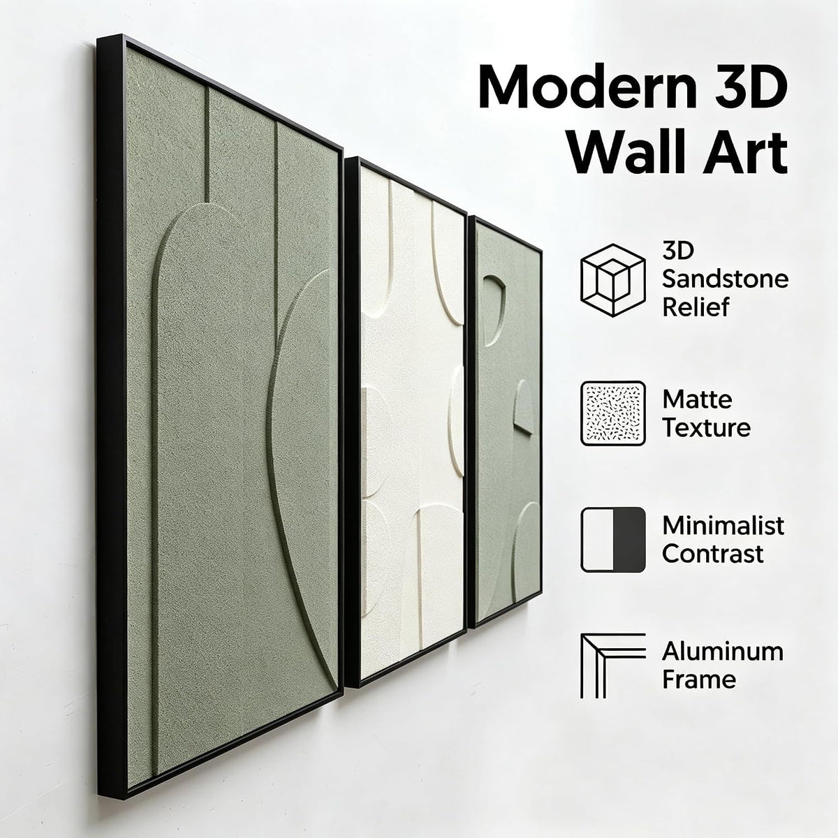 Sandstone 3D Abstract Wall Art Framed Black Sandstone – image 3