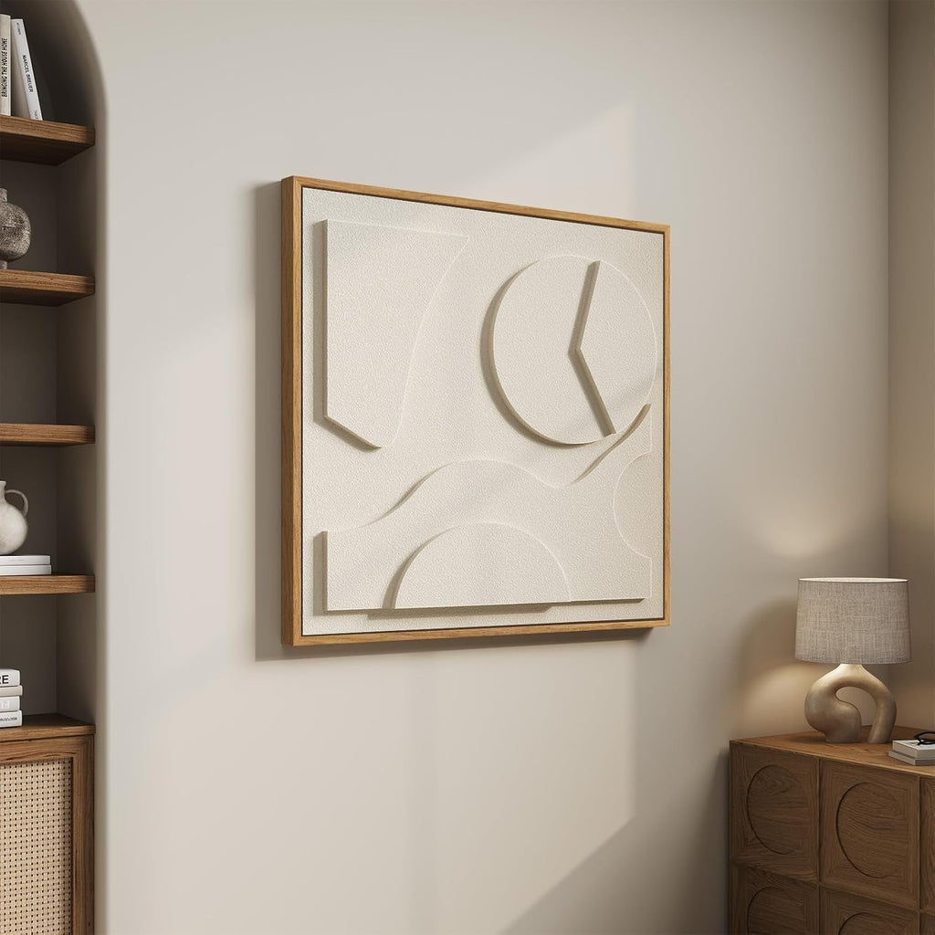 Geometric Relief Textured Modern Wall Art 30x30 White – image 4