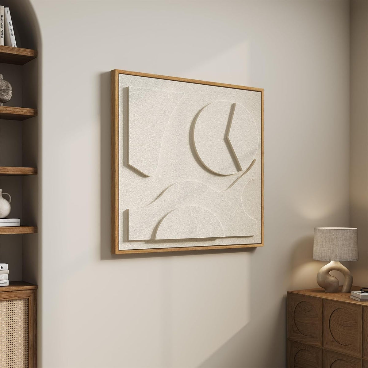Geometric Relief Textured Modern Wall Art 30x30 White – image 4