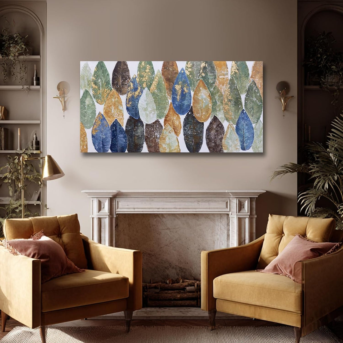 Leaf Botanical Wall Art 24x48 Colorful Canvas for Living Room – image 5