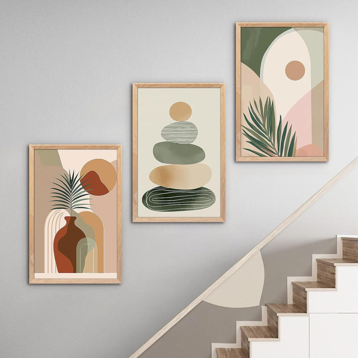 Boho Wall Art Framed Sage Green for Living Room – image 8