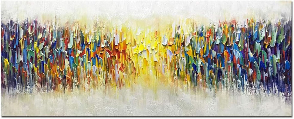 Vibrant Textured Abstract Wall Art 24x60 Hand-Painted Canvas – main view