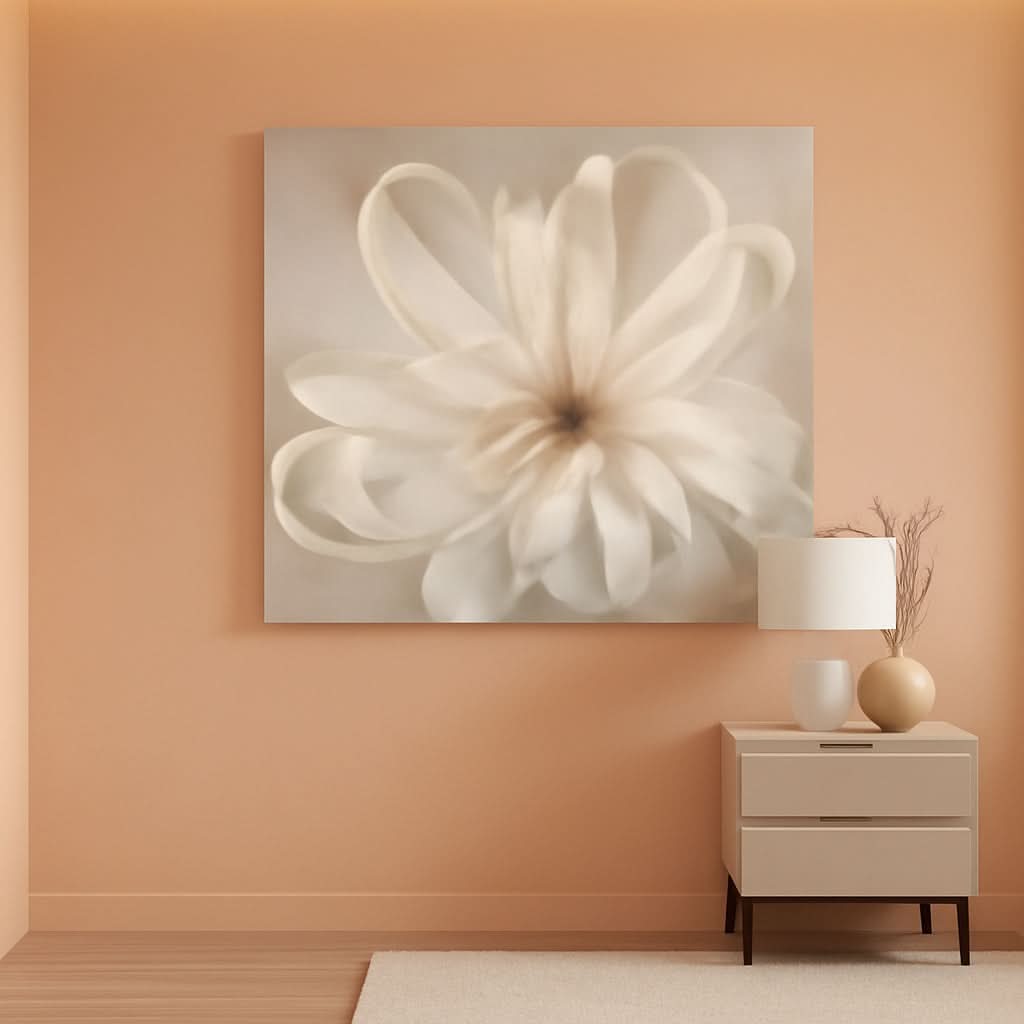 Delicate Floral Wall Art 24x48 Framed Gold Canvas for Living Room – main view