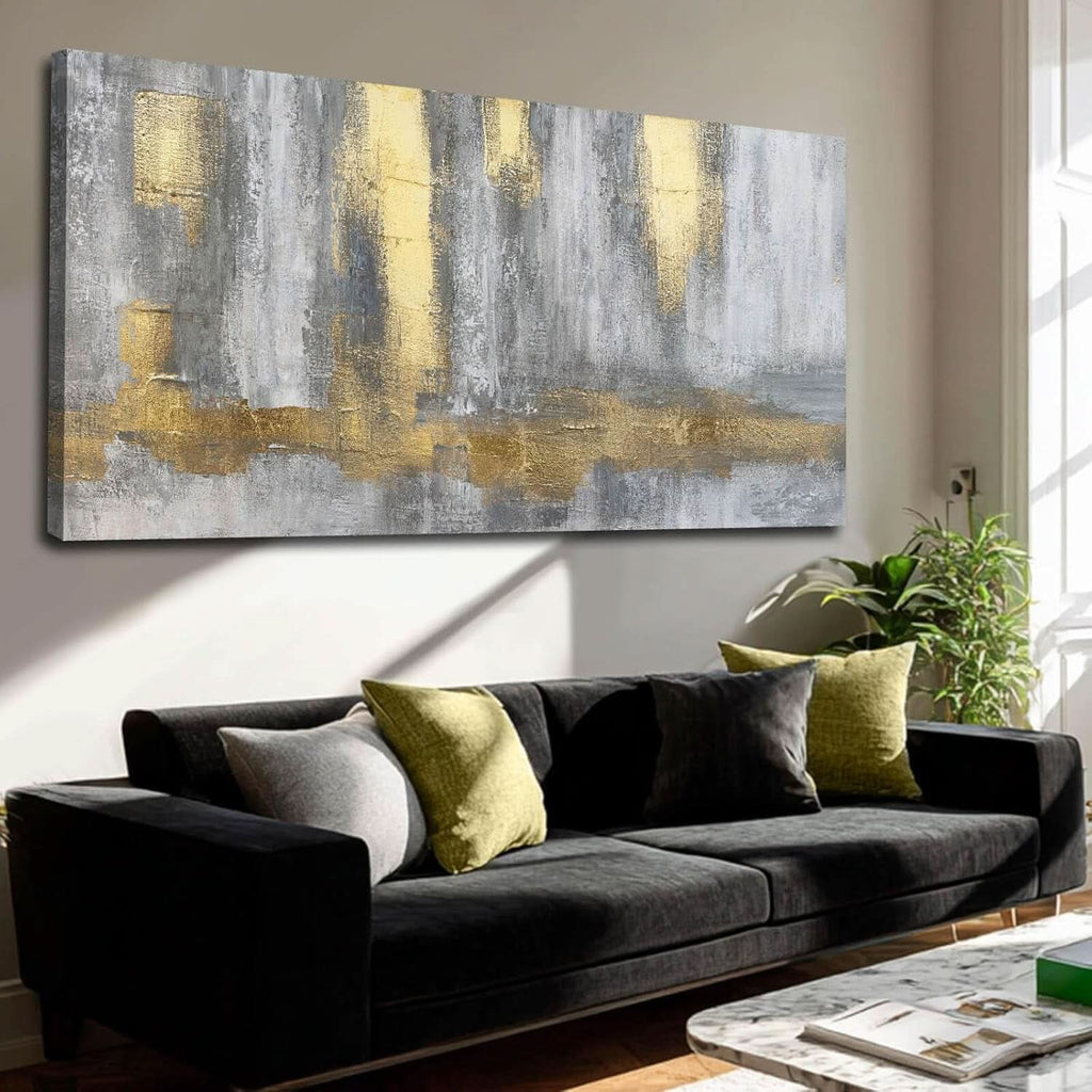 Velvet Textured Gold Wall Art 24x48 Canvas for Living Room – image 3