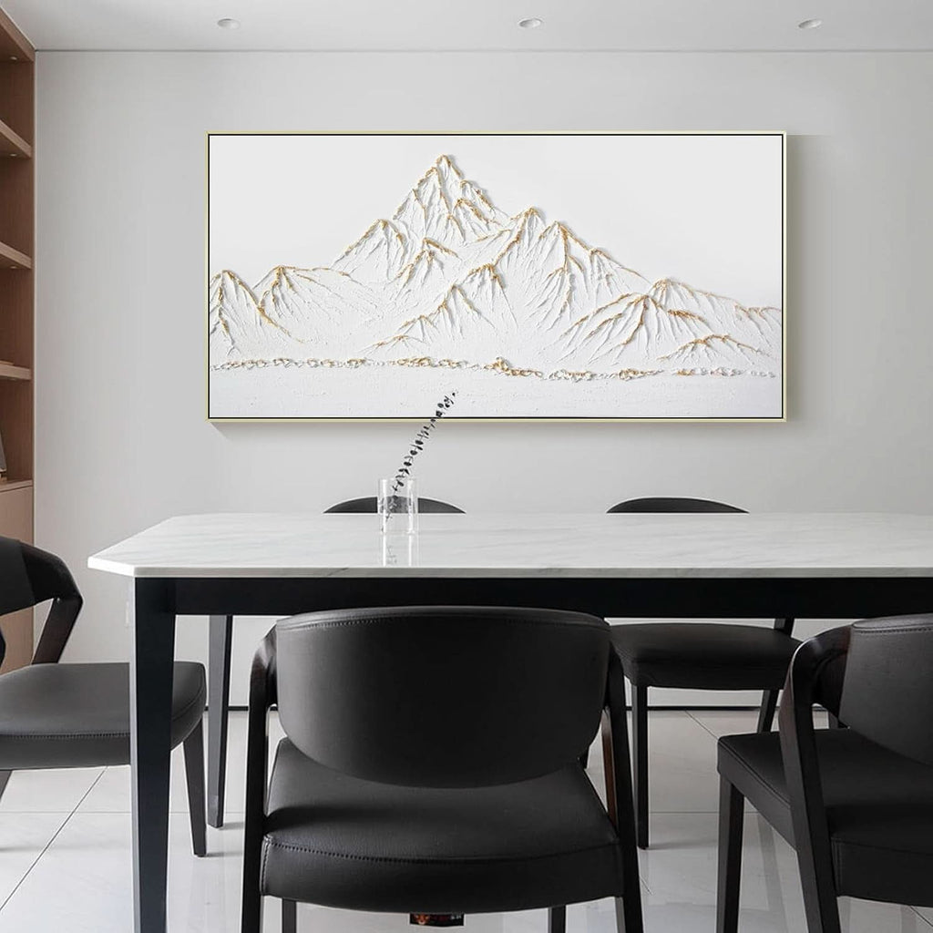 Textured Landscape Wall Art 48x24 Hand-Painted Framed White Gold – image 6