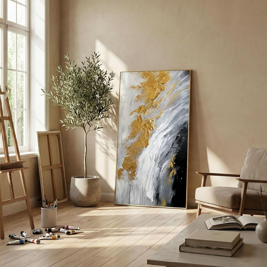 Abstract Wall Art 28x56 Hand-Painted Framed for Living Room – image 5