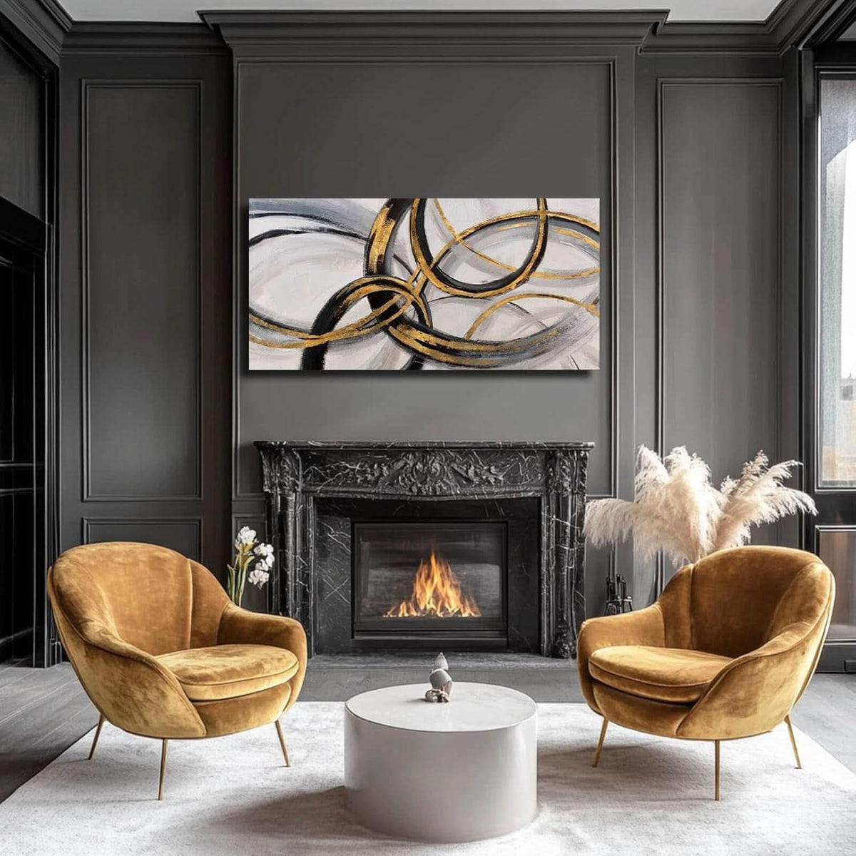 Slate Metallic Abstract Wall Art 24x48 Gray Canvas – image 5
