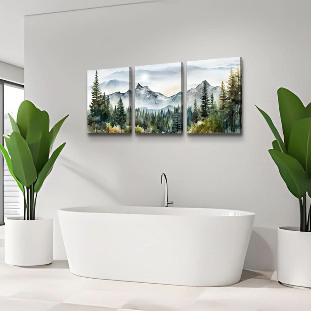 Forest Mountain Abstract Landscape Wall Art Set of 3 , 12x16 in – image 5