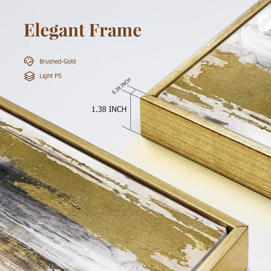 Foil Textured Abstract Wall Art 24x32 Gold Canvas for Living Room – image 3