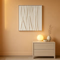 Textured Abstract Wall Art 28x40 Hand-Painted Framed Beige – main view