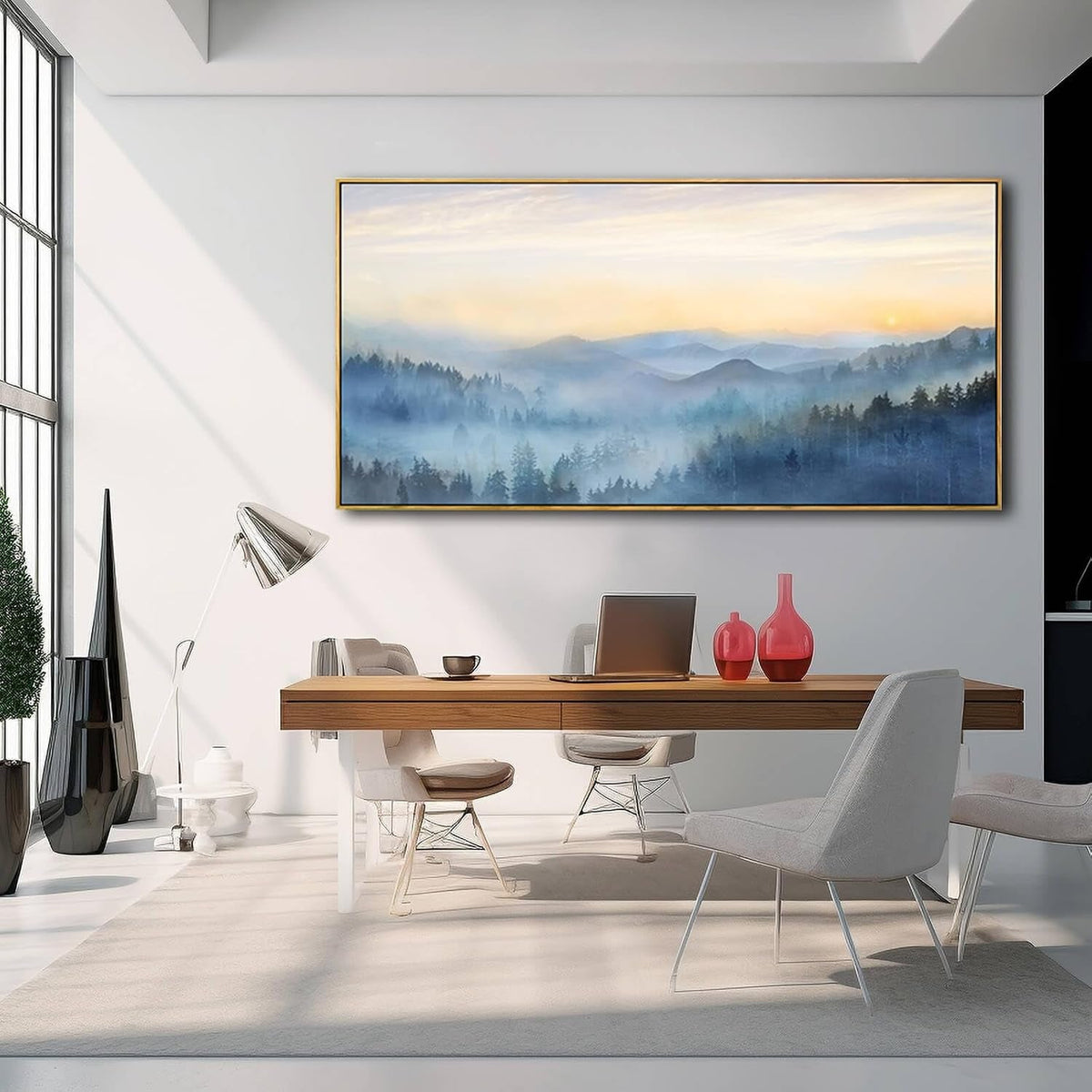 Mountain Landscape Wall Art Extra Large Hand-Painted Blue – image 4