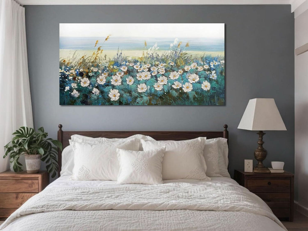 Daisy Textured Canvas Wall Art 58x29 Hand-Painted for Living Room – image 4
