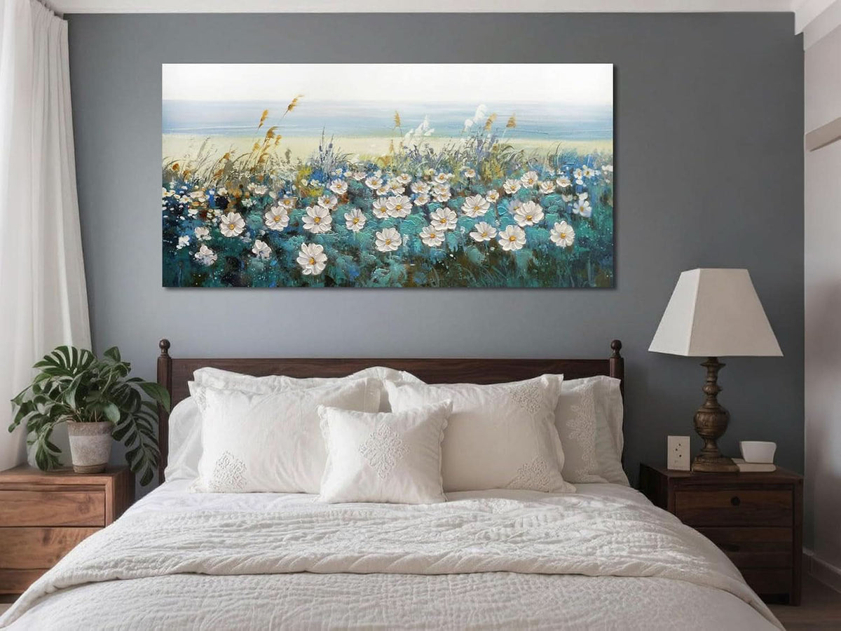 Daisy Textured Canvas Wall Art 58x29 Hand-Painted for Living Room – image 4