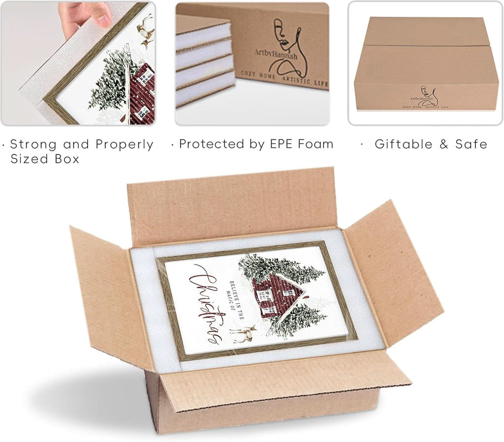 Forest Christmas Holiday Landscape Wall Art Set of 5 Framed – image 6