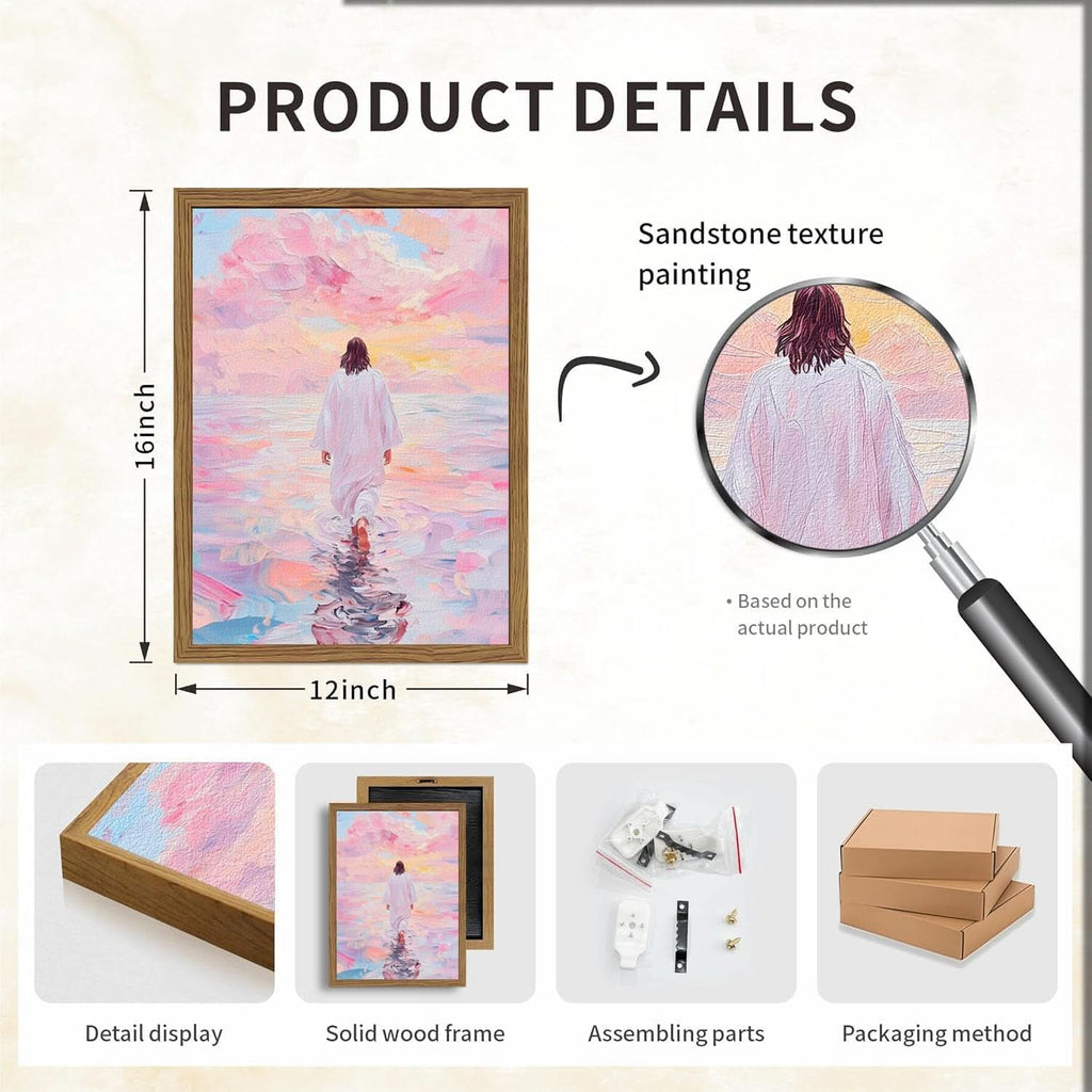 Jesus Walking on Water Christian Wall Art 12x16 Pink – image 2