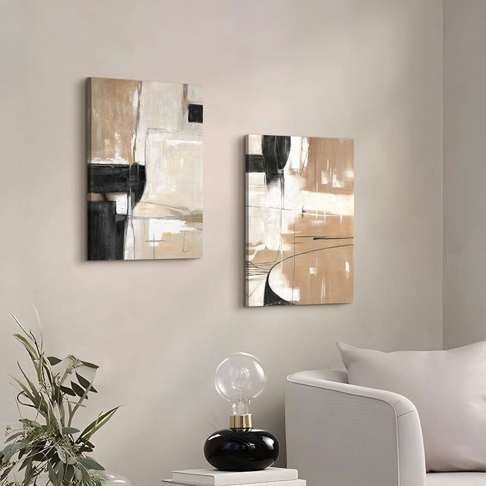 Geometric Mahogany Abstract Wall Art 16x11 Canvas for Living Room – image 4