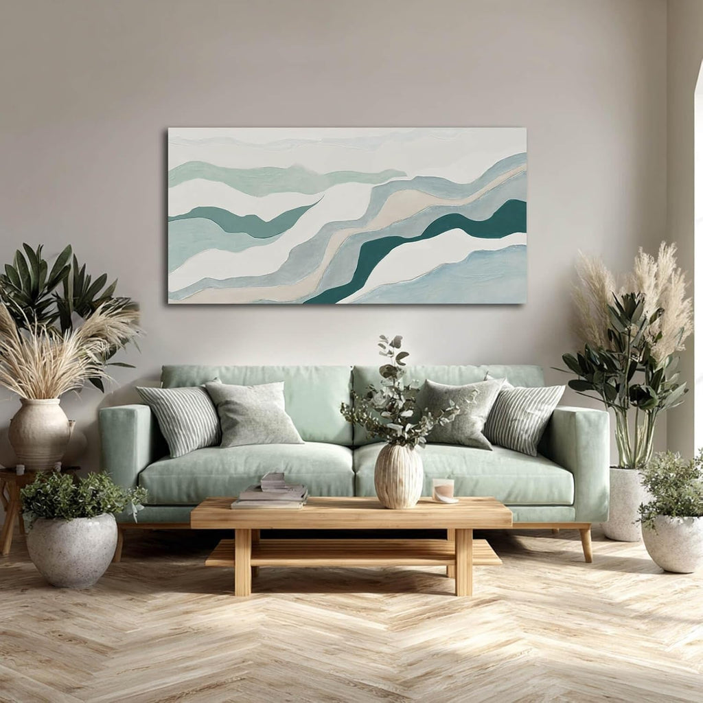 Geometricpatterned Abstract Wall Art 24x48 Blue Canvas – image 2