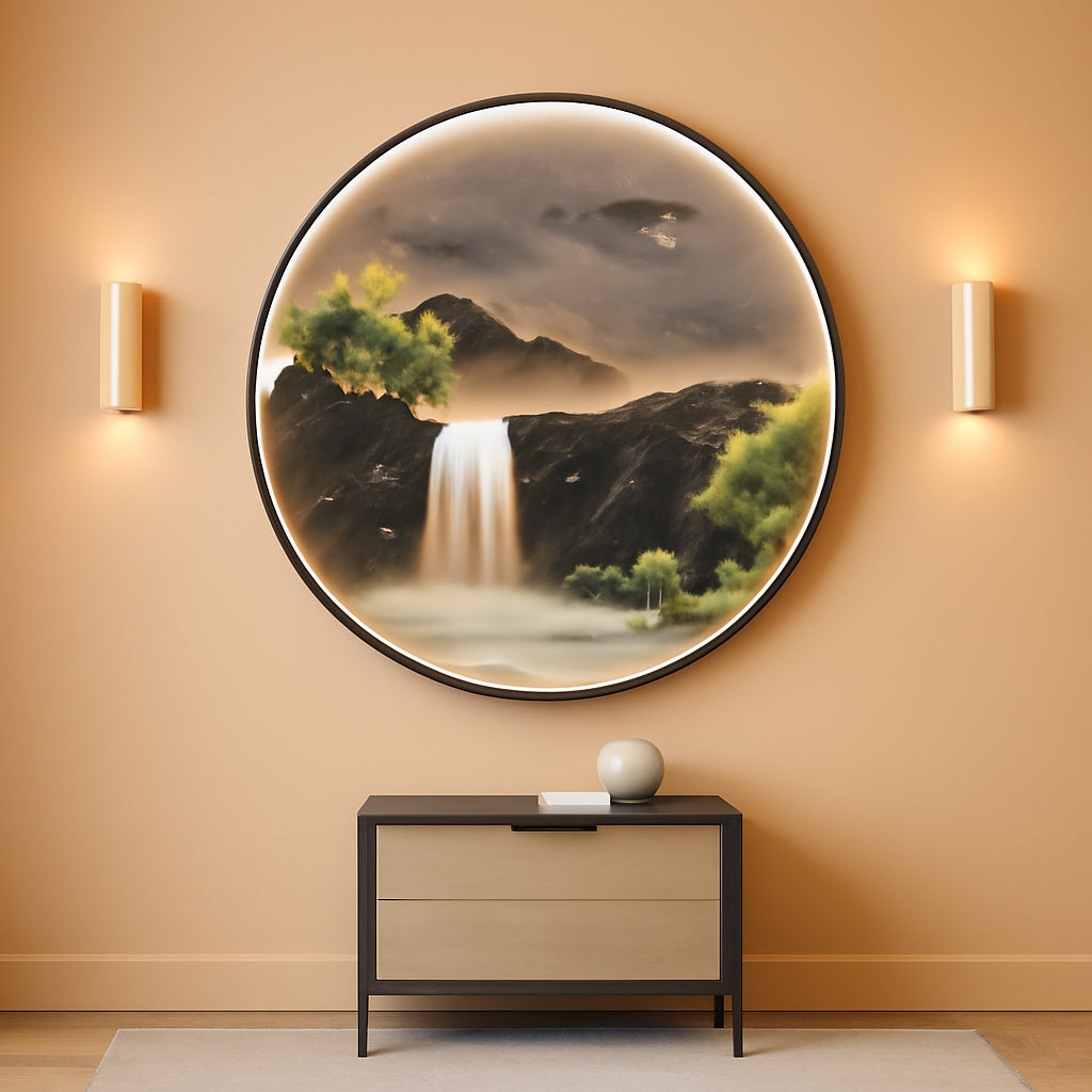 Mountain Illuminated Waterfall Landscape Wall Art 30x30 – main view