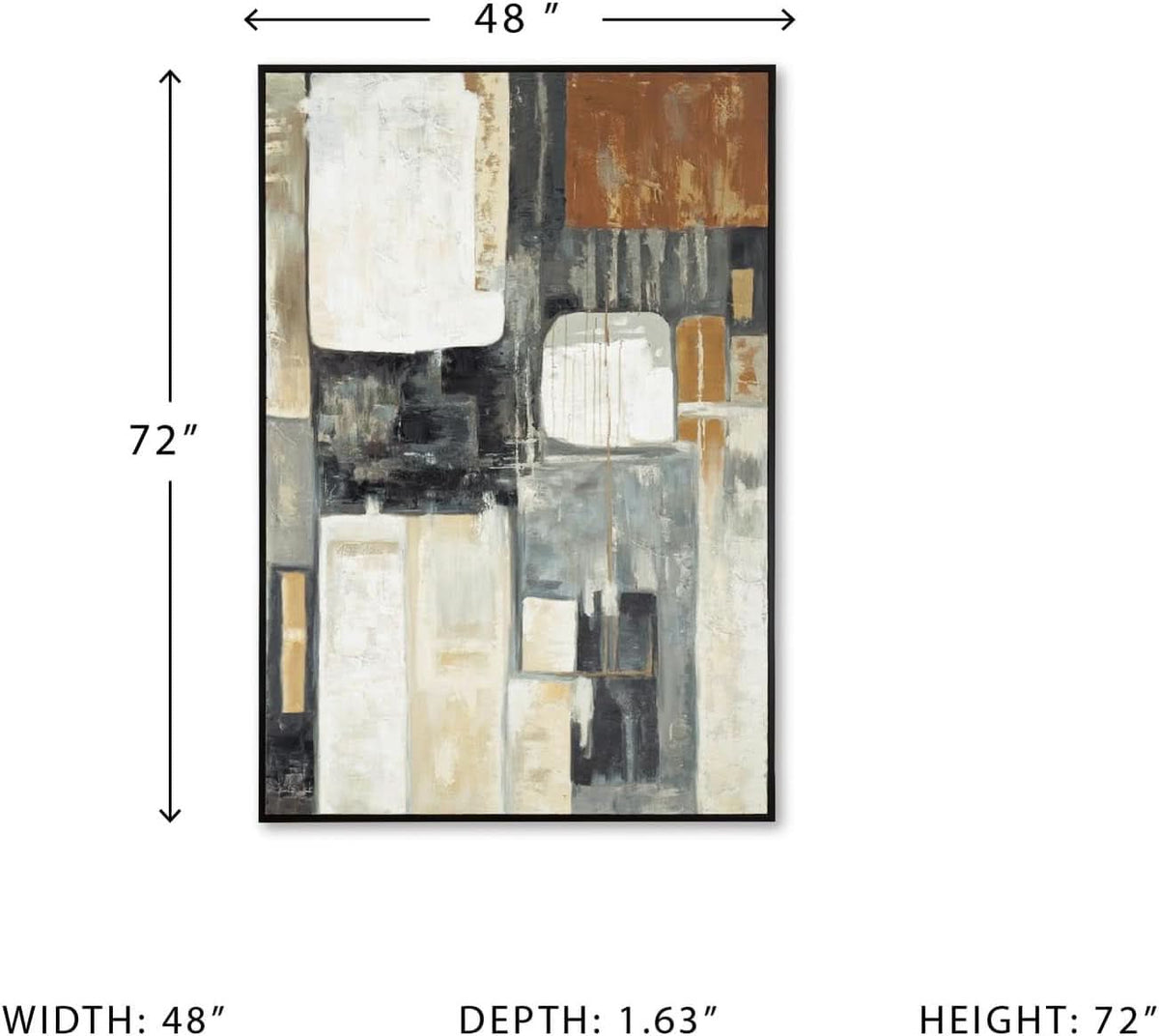 Matte Modern Wall Art 48x72 Hand-Painted Framed Black – image 9