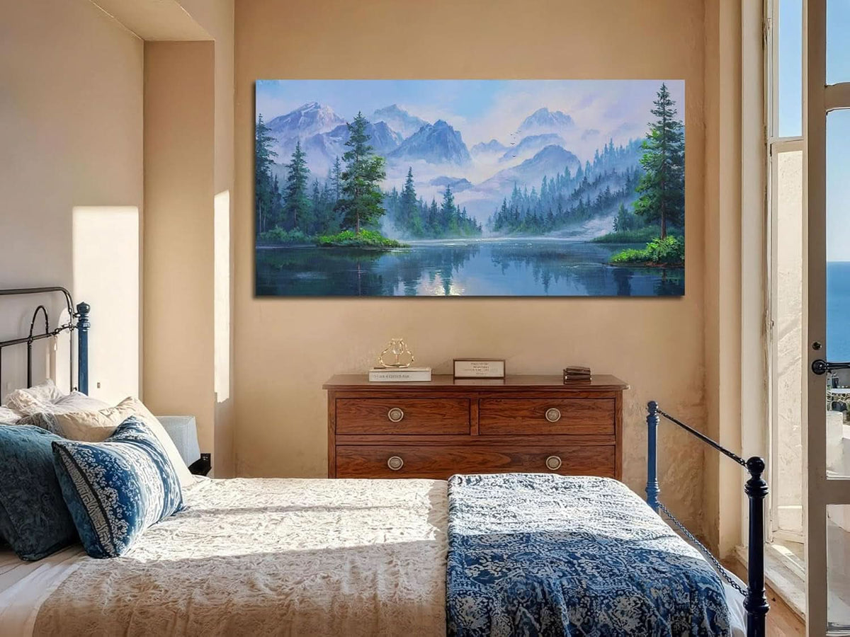 Forest Landscape Wall Art 40x20 Framed Green Canvas – image 3