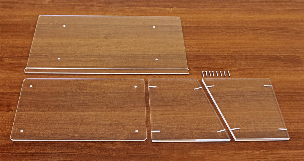 Acrylic podium parts before assembly