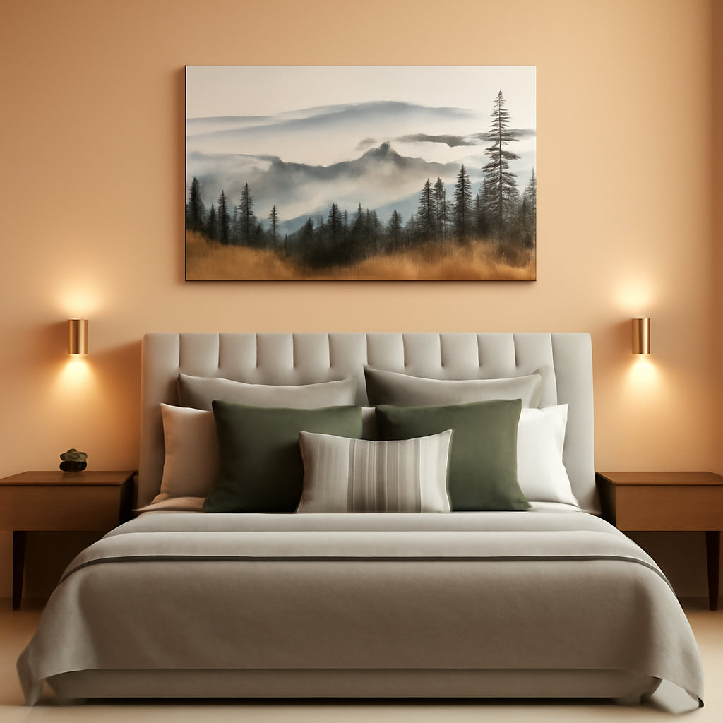 Forest Boho Landscape Wall Art 24x48 Green for Living Room – main view